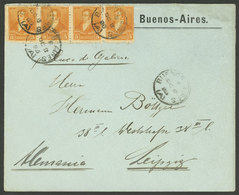 ARGENTINA: 3/DE/1896: Buenos Aires - Leipzig, Cover Franked With 3c. Rivadavia Strip Of 3, VF Quality - Brieven En Documenten