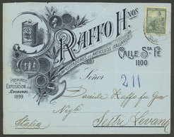 ARGENTINA: Advertising Cover Of "Raffo Hnos" Sent From Buenos Aires To Italy In MAR/1900, Franked With 12c. Seated Liber - Briefe U. Dokumente