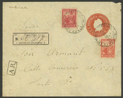 ARGENTINA: AU/1902: Paraná - Santa Fe, Registered 5c. Stationery Envelope With Additional Postage Of 5c. And 30c. Seated - Briefe U. Dokumente