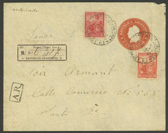 ARGENTINA: AU/1902: Paraná - Santa Fe, Registered 5c. Stationery Envelope With Additional Postage Of 5c. And 30c. Seated - Brieven En Documenten