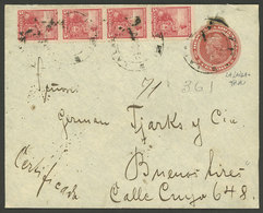 ARGENTINA: 5c. Stationery Envelope Sent To Buenos Aires In JUN/1903, Uprated With Strip Of 4 5c. Seated Liberty Perf 12¼ - Briefe U. Dokumente