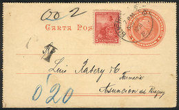 ARGENTINA: 4c. Lettercard + 5c. Seated Liberty, Sent From Buenos Aires To Paraguay On 9/NO/1903, With Postage Dues Mark  - Briefe U. Dokumente