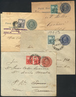 ARGENTINA: 4 Postal Stationeries Uprated With Stamps Of The Seated Liberty Issue, Used In 1904, Very Nice! - Brieven En Documenten