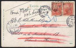 ARGENTINA: Postcard With View Of "Buenos Aires - Belgrano - La Barranca", Franked With GJ.222 Pair, Sent To Paris On 2/J - Briefe U. Dokumente