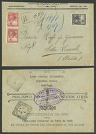 ARGENTINA: Registered Cover Posted From Buenos Aires To Sistri Levante (Italy) In 1907,  Franked With 2c. And 2x 20c. Se - Lettres & Documents