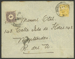 ARGENTINA: 25/JUN/1907: Buenos Aires - Montevideo, Cover Franked With 4c. Seated Liberty, With Uruguay Postage Due Stamp - Briefe U. Dokumente