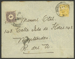 ARGENTINA: 25/JUN/1907: Buenos Aires - Montevideo, Cover Franked With 4c. Seated Liberty, With Uruguay Postage Due Stamp - Lettres & Documents