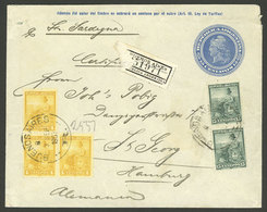 ARGENTINA: Registered 15c. Stationery Envelope Sent From Buenos Aires To Hamburg (Germany) On 3/SE/1907, With 3x 4c. And - Briefe U. Dokumente