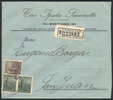 ARGENTINA: Registered Cover Sent From Buenos Aires To San Juan In AUG/1913, Franked With 22c. (Plowman 2c. + Pair 10c.), - Brieven En Documenten