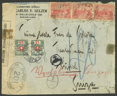ARGENTINA: Cover Sent From Buenos Aires To Switzerland In JA/1917, Franked With 15c., With Swiss POSTAGE DUE Stamps, And - Briefe U. Dokumente