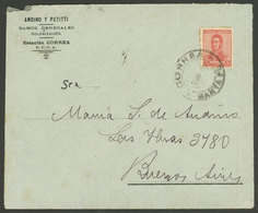 ARGENTINA: Cover Sent To Buenos Aires On 12/AU/1917 Franked With 5c. San Martin, Datestamped  CORREA (Santa Fe), VF - Brieven En Documenten