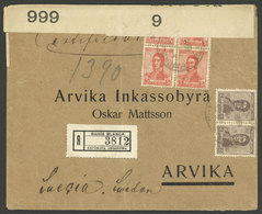 ARGENTINA: Registered Cover Sent From Bahia Blanca To Sweden In JA/1918, Franked With Pair 2c. And Block Of 4 5c. San Ma - Briefe U. Dokumente