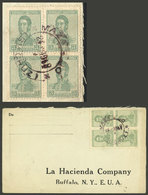 ARGENTINA: Cover Sent To New York On 24/JUN/1918 Franked With Block Of 4 Of 3c. San Martin, Datestamped MAZARREDO (Santa - Briefe U. Dokumente
