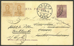 ARGENTINA: 4c. Postal Card Sent To Switzerland In 1919, With Additional 2x 1c. San Martín (total Postage 6c.), Datestamp - Briefe U. Dokumente