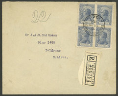 ARGENTINA: Registered Cover Used In Buenos Aires On 22/MAR/1921, Franked With 5c. Pact Of San José De Flores In Block Of - Briefe U. Dokumente