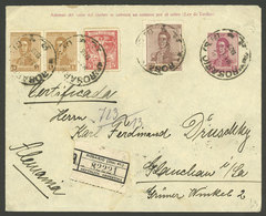 ARGENTINA: Registered 5c. Stationery Envelope, Sent From Rosario To Germany On 15/MAR/1923, With 2x 1c. And 24c. San Mar - Brieven En Documenten