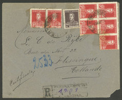 ARGENTINA: 15/JUN/1925: Paraná - Netherlands, Registered Cover Franked With 2c. And 7x 5c. San Martín W/o Period (total  - Brieven En Documenten