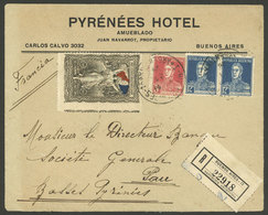 ARGENTINA: Registered Cover With Corner Card Of Hotel, Sent To Pau (France) From Buenos Aires On 16/MAR/1926, Franked Wi - Briefe U. Dokumente