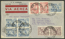 ARGENTINA: Airmail Cover Sent From Buenos Aires To Los Angeles (USA) On 12/OC/1929, Franked 74c. With Stamps Of Discover - Brieven En Documenten