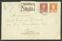 ARGENTINA: Registered Cover Sent From Buenos Aires To Paris On 31/OC/1929, Franked With 1c And 24c. San Martin W/o Perio - Briefe U. Dokumente