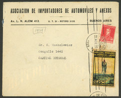 ARGENTINA: Cover Used In Buenos Aires On 20/NO/1920, Franked With 5c. San Martin W/o Period, With Cinderella Of The Asso - Briefe U. Dokumente