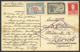 ARGENTINA: Postcard Sent From Buenos Aires To Switzerland In 1930, With Uncancelled Postage, Handstamp Of Zeppelin Fligh - Brieven En Documenten