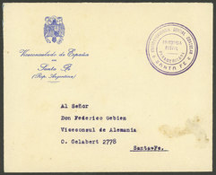 ARGENTINA: Cover Used In Santa Fe, Sent By The Vice-Consulate Of Spain To The German Vice-Consul, With Free Frank Mark,  - Briefe U. Dokumente