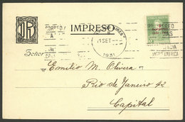 ARGENTINA: 1/SE/1931: Buenos Aires - Rio De Janeiro, PC Sent By The German Philatelic Society, Franked With 3c. First An - Briefe U. Dokumente