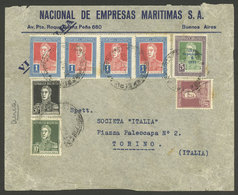 ARGENTINA: Airmail Cover Posted From Buenos Aires To Torino (Italy) In 1932, Franked With $9.90, With Defects On Back, V - Brieven En Documenten