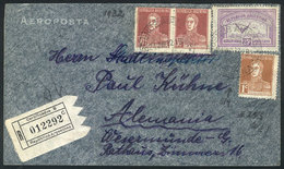 ARGENTINA: Registered Airmail Cover Sent From Buenos Aires To Germany On 24/JUN/1932 With Very Nice Postage Of 86c., VF  - Brieven En Documenten