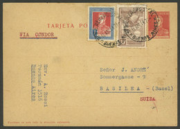 ARGENTINA: 5c. Postal Card  Sent From Buenos Aires To Basel (Switzerland) On 16/AP/1934, Uprated With 15c. Airmail + $1  - Briefe U. Dokumente