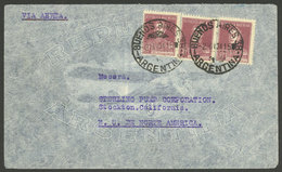 ARGENTINA: Airmail Cover From Buenos Aires To Stockton (USA) 2/NO/1934, Franked With 3x 30c. San Martín W/o Period, VF Q - Briefe U. Dokumente