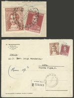 ARGENTINA: Registered Cover Sent From La Plata To Roma On 10/DE/1935, Franked With 30c. San Martín W/o Period + 5c. More - Briefe U. Dokumente