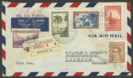 ARGENTINA: Registered Airmail Cover Sent From Buenos Aires To Zaandam (Netherlands) On 23/JUL/1938, Franked $7.95 With S - Briefe U. Dokumente