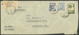 ARGENTINA: 24/AU/1938: Buenos Aires - Berlin, Registered Cover Franked With 15c. Bull + 20c. Martín Güemes + $5 Iguazú F - Briefe U. Dokumente