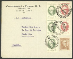 ARGENTINA: 23/SE/1938: Buenos Aires - Paris, Cover Franked With 1c. Sarmiento + 3c. Strip Of 3 And 5c. Pair Sarmiento An - Briefe U. Dokumente