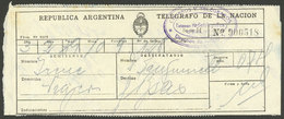 ARGENTINA: 2/MAR/1939: 2 Receipts Of The National Telegraph, With Handstamp Of ESTACIÓN TELEGRÁFICA USHUAIA, VF Quality - Briefe U. Dokumente