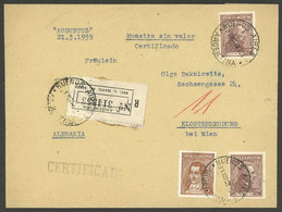 ARGENTINA: 21/MAR/1939: Buenos Aires - Klosterneuburg (Germany), Registered Cover Franked With 29c. (rare Rate For SAMPL - Briefe U. Dokumente