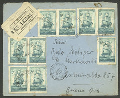 ARGENTINA: 23/MAR/1939: Córdoba - Buenos Aires, Registered Cover Franked With 9x 5c. Frigate Pte. Sarmiento, VF - Briefe U. Dokumente