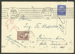 ARGENTINA: Cover Sent From Hannover (Germany) To Poste Restante In Buenos Aires On 21/JUN/1939, With Argentine Stamp To  - Briefe U. Dokumente
