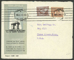 ARGENTINA: 16/FE/1940: Rosario - Three Rivers (USA), Cover With Advertising For Credit Co. Of Rosario, Franked With 15c. - Briefe U. Dokumente