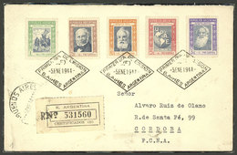 ARGENTINA: Registered Cover Sent From Buenos Aires To Córdoba On 5/JA/1944, Franked With The 5 Values Of The Postal Welf - Briefe U. Dokumente