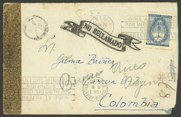 ARGENTINA: 26/JUN/1944: Liniers - Colombia, Cover Franked With 5c. First Anniversary Of 1943 Movement, With Censor Marks - Briefe U. Dokumente