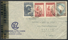 ARGENTINA: Airmail Cover Sent From Buenos Aires To Switzerland On 27/SE/1944 Franked With 1.70P., With DOUBLE Northameri - Briefe U. Dokumente