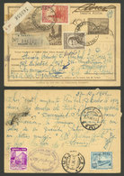 ARGENTINA: Illustrated 2c. Postal Card Sent By Registered Mail From Pergamino To Callao (Perú) On 28/DE/1944, And From T - Brieven En Documenten