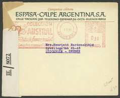 ARGENTINA: Cover With Advertising Corner Card, Sent To Stockholm (Sweden) On 9/MAY/1945, With Meter Postage With Adverti - Brieven En Documenten