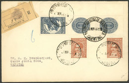ARGENTINA: 26/SE/1946: Registered Cover Used In Buenos Aires, Franked With 5c. Moreno Gutter Pair (GJ.795EV) + 20c. Bull - Briefe U. Dokumente