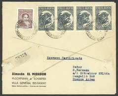 ARGENTINA: 4/NO/1950: Villa General Belgrano - Buenos Aires, Express Registered Cover Franked With 10c. Rivadavia + 20c. - Briefe U. Dokumente