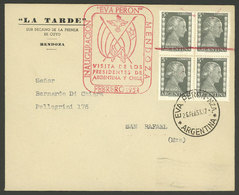 ARGENTINA: Cover Sent To San Rafael (Mendoza) On 26/FE/1953, With 5c. Eva Peron Block Of 4 (total 20c.) And Cancelled EV - Briefe U. Dokumente