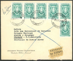 ARGENTINA: Express Cover Sent From Buenos Aires To Bragado On 8/SE/1930, Franked With 6x 50c. Santiago Del Estero (total - Briefe U. Dokumente